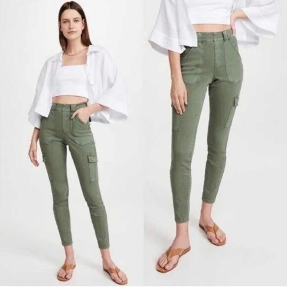 SPANX Green Stretch Twill Ankle Cargo Pants
